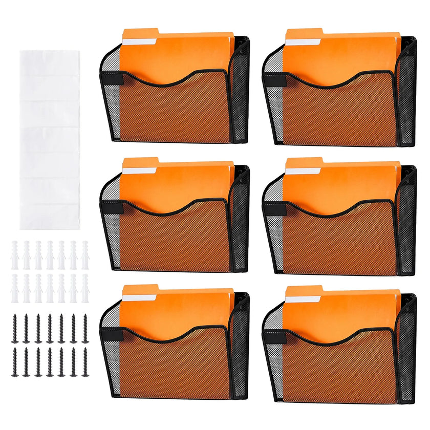 VEVOR File Wall Rack Mesh Wall File Holder 6-Piece 1 Pocket for Office & School