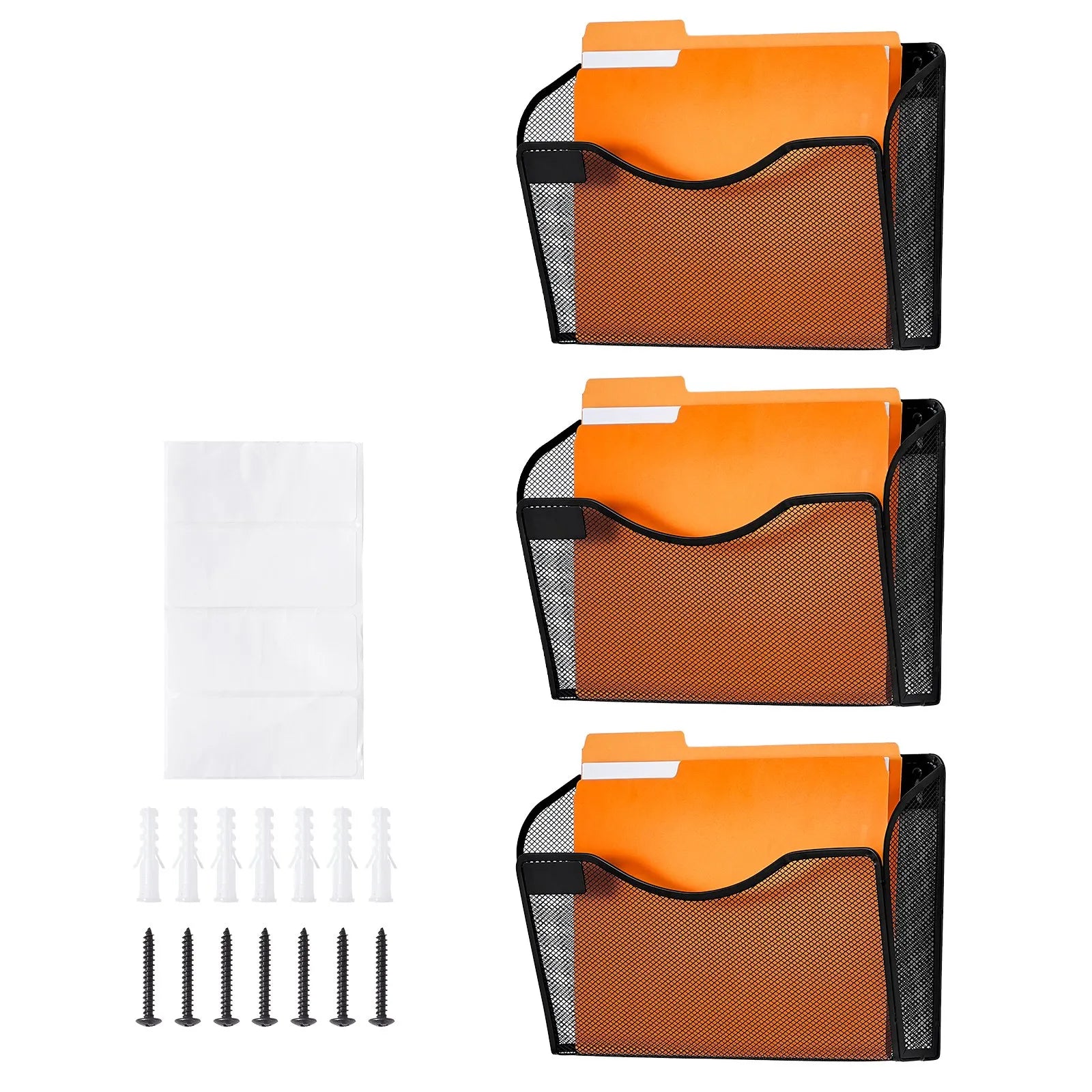 VEVOR File Wall Rack Mesh Wall File Holder 3-Piece 1 Pocket for Office & School