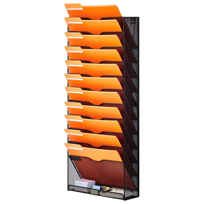 VEVOR File Wall Rack Mesh Wall File Holder 1-Piece 12 Pockets for Office/School