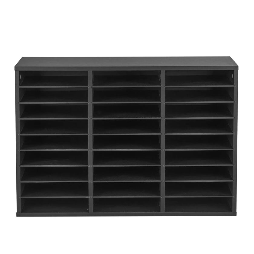 VEVOR Wooden Literature Organizer 27 Compartments with Removable Shelves Black