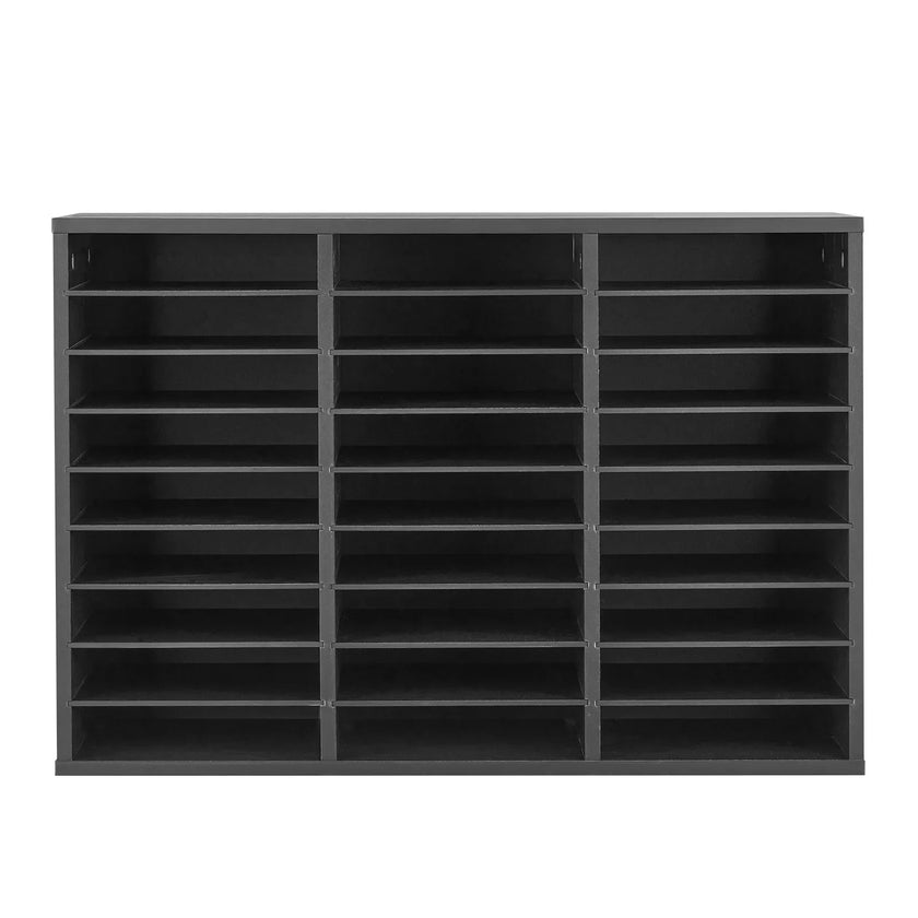 VEVOR Wooden Literature Organizer 27 Compartments with Removable Shelves Black
