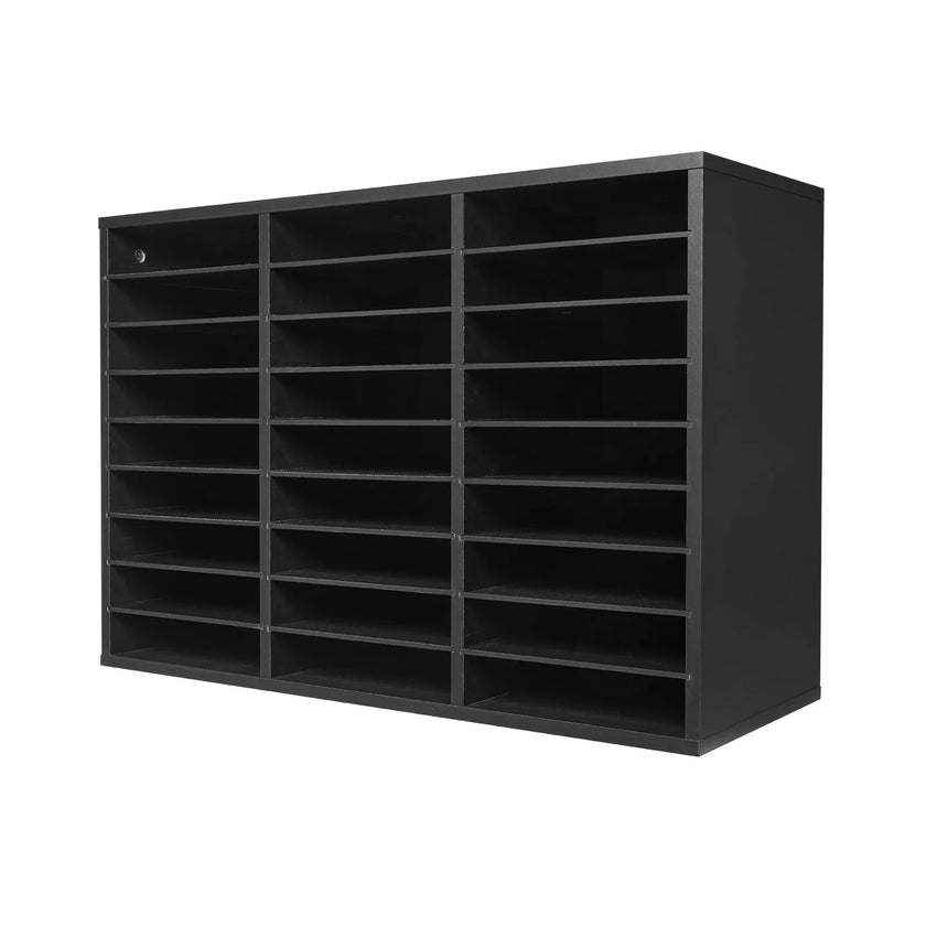 VEVOR Wooden Literature Organizer 27 Compartments with Removable Shelves Black
