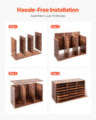 VEVOR Wooden Literature Organizer 24 Compartments Removable Shelves Dark Brown