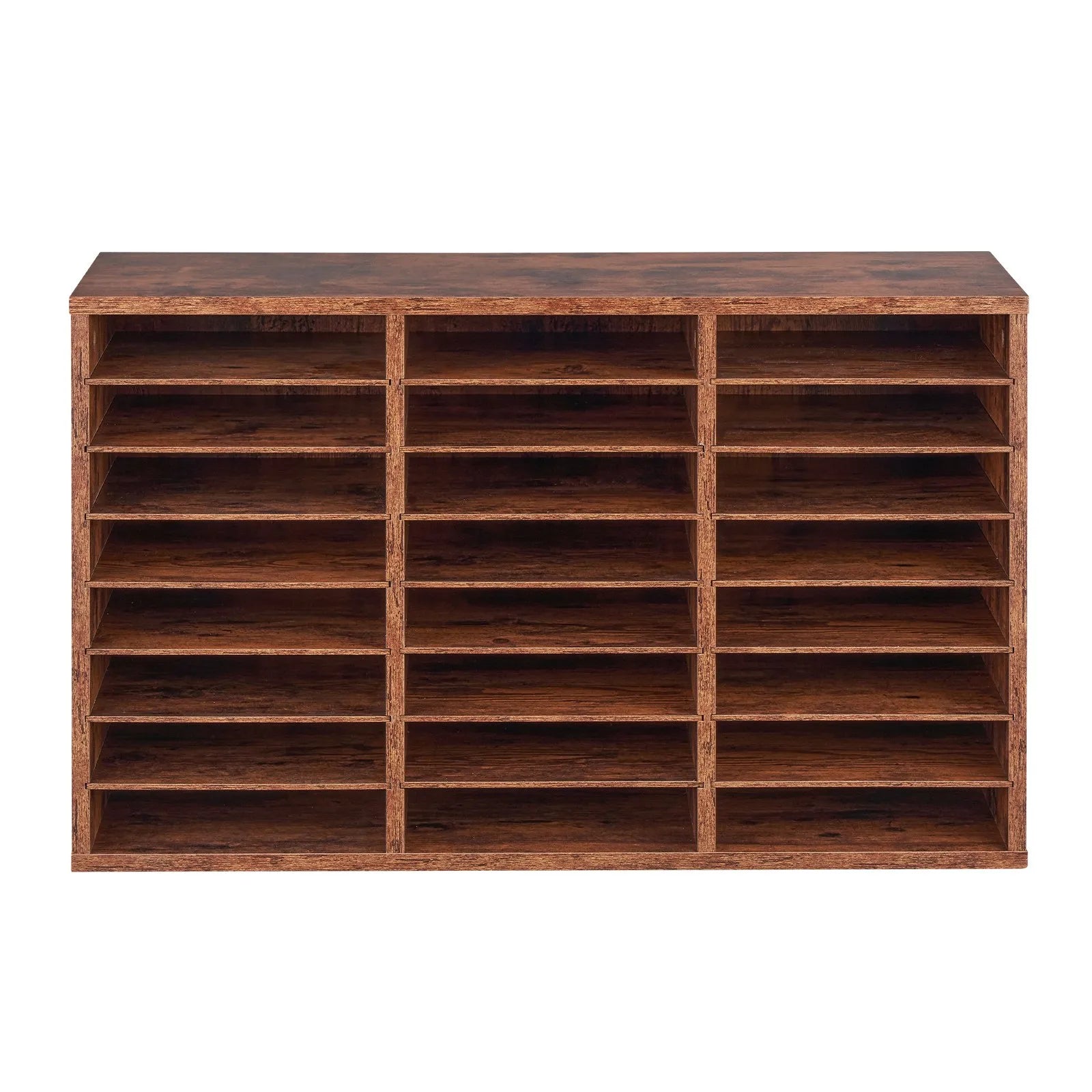 VEVOR Wooden Literature Organizer 24 Compartments Removable Shelves Dark Brown