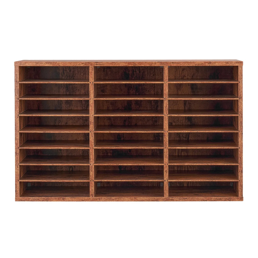 VEVOR Wooden Literature Organizer 24 Compartments Removable Shelves Dark Brown