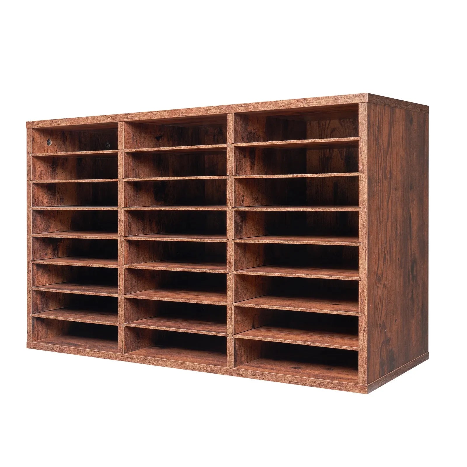 VEVOR Wooden Literature Organizer 24 Compartments Removable Shelves Dark Brown