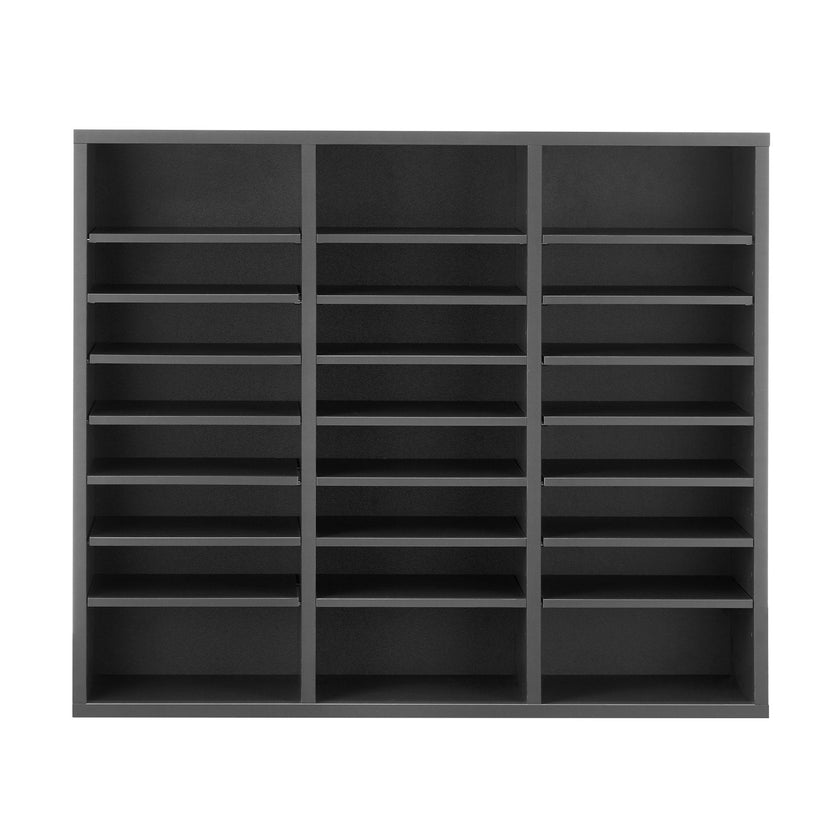 VEVOR Wooden Literature Organizer 24 Compartments with Adjustable Shelves Grey