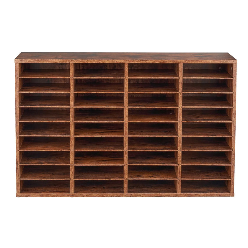 VEVOR Wood Literature Organizer 36 Compartments Removable Shelves Dark Brown
