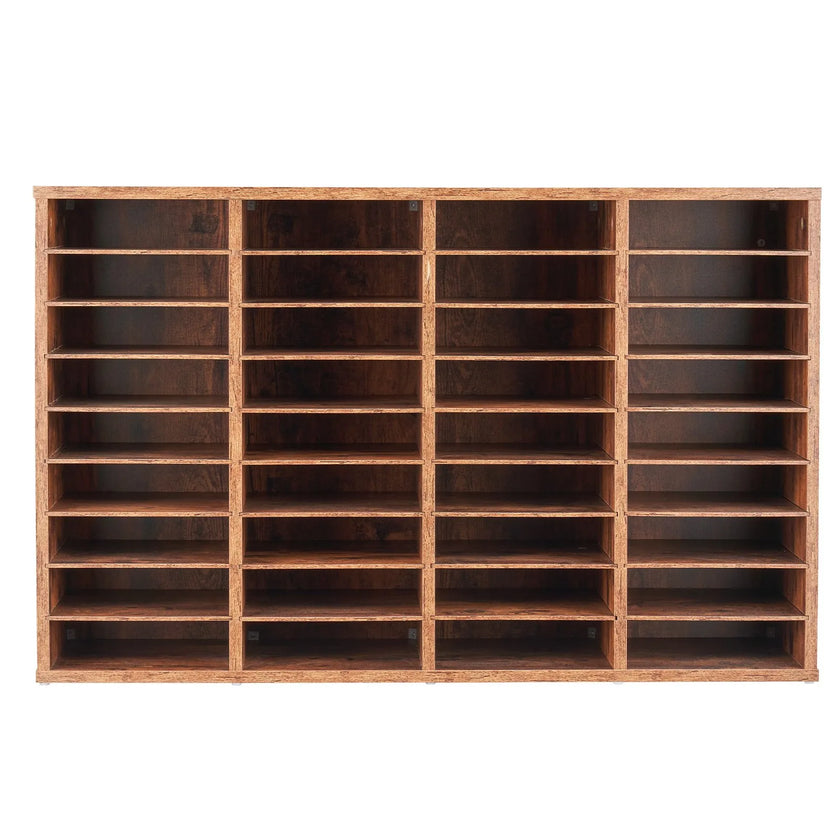 VEVOR Wood Literature Organizer 36 Compartments Removable Shelves Dark Brown