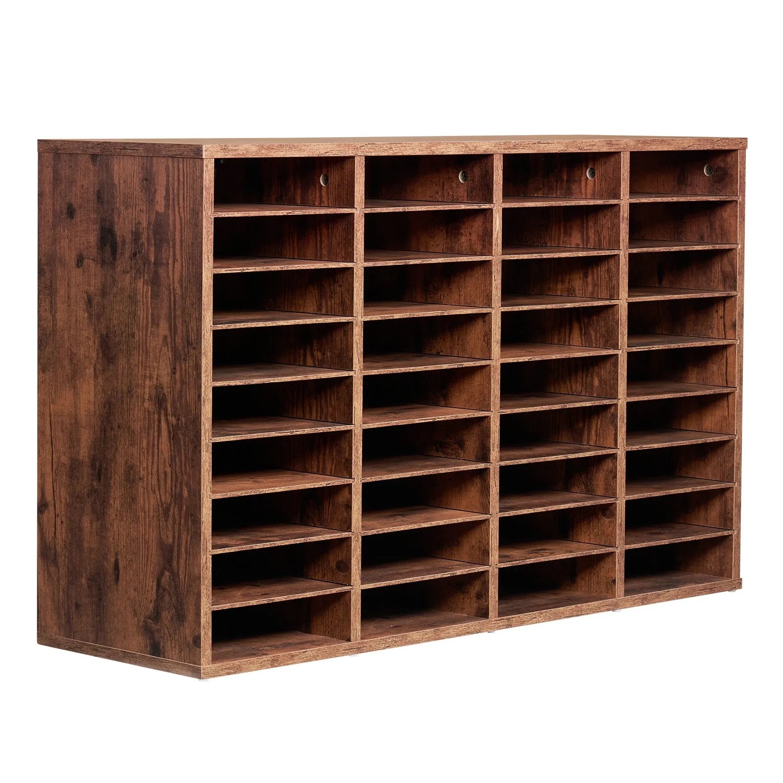 VEVOR Wood Literature Organizer 36 Compartments Removable Shelves Dark Brown
