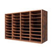 VEVOR Wood Literature Organizer 36 Compartments Removable Shelves Dark Brown