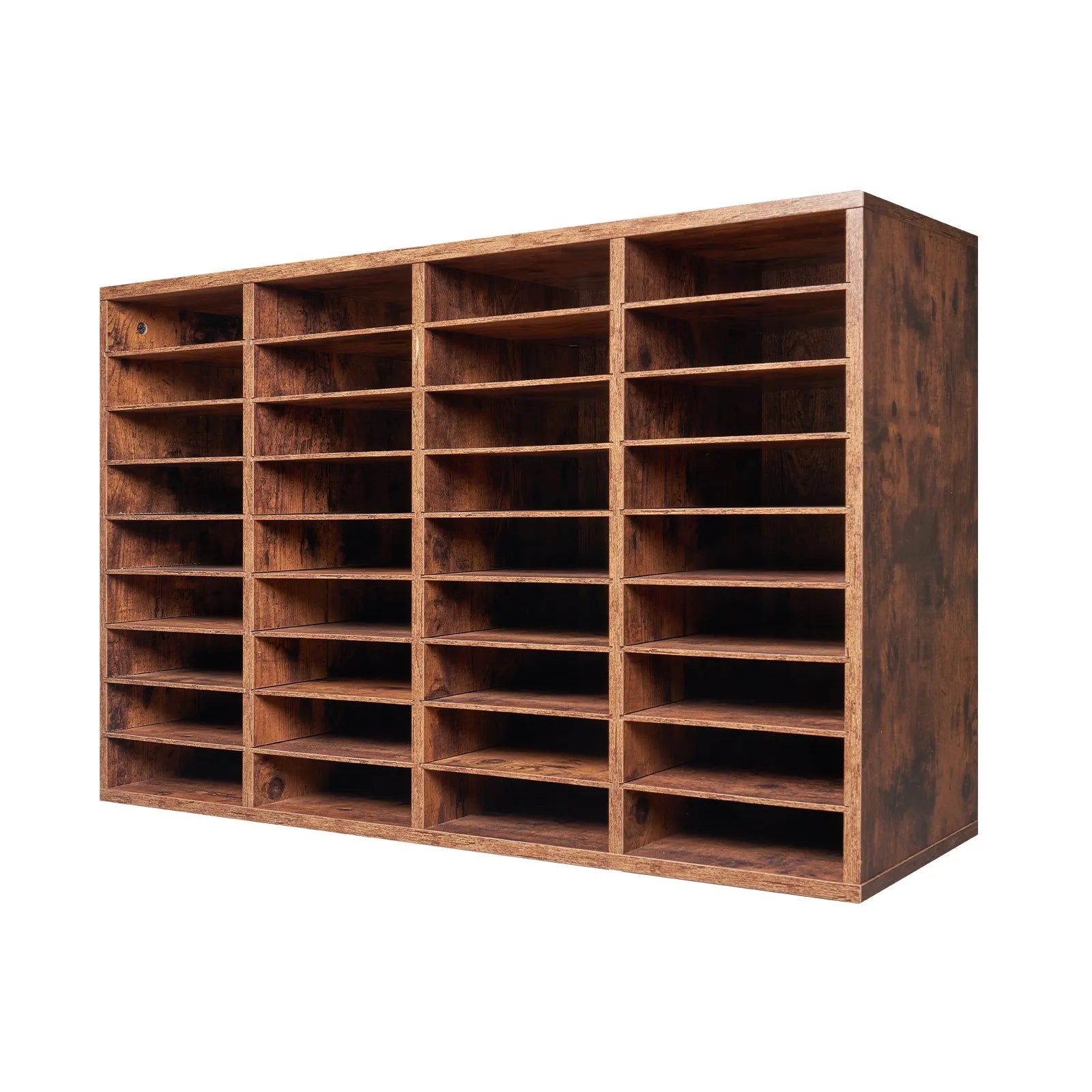 VEVOR Wood Literature Organizer 36 Compartments Removable Shelves Dark Brown