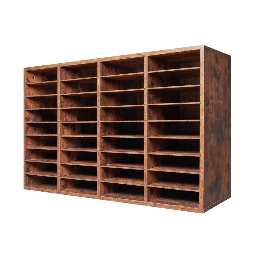 VEVOR Wood Literature Organizer 36 Compartments Removable Shelves Dark Brown