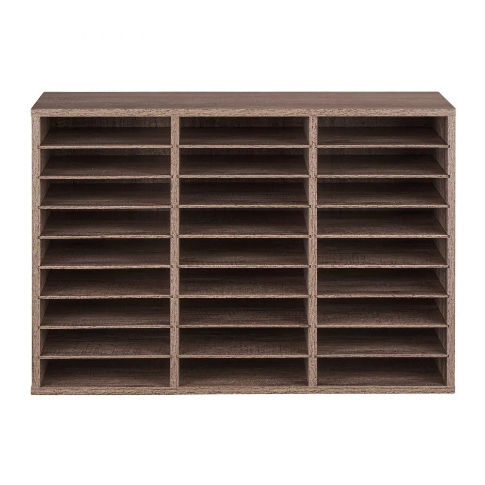 VEVOR Wooden Literature Organizer 27 Compartments Removable Shelves Black-Grey