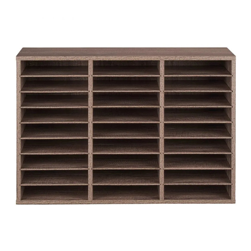 VEVOR Wooden Literature Organizer 27 Compartments Removable Shelves Black-Grey