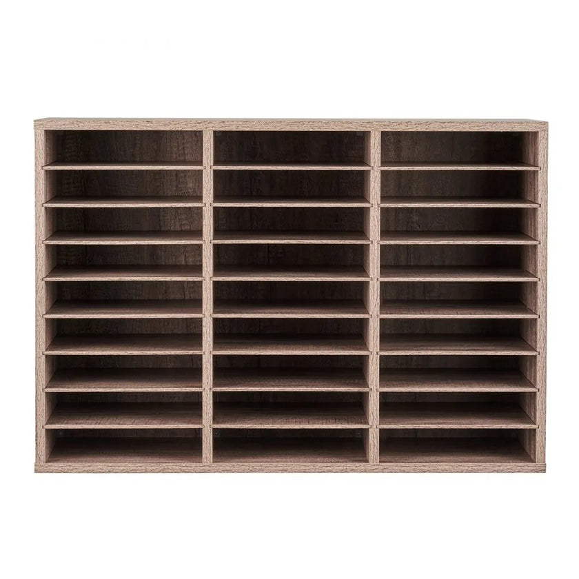 VEVOR Wooden Literature Organizer 27 Compartments Removable Shelves Black-Grey