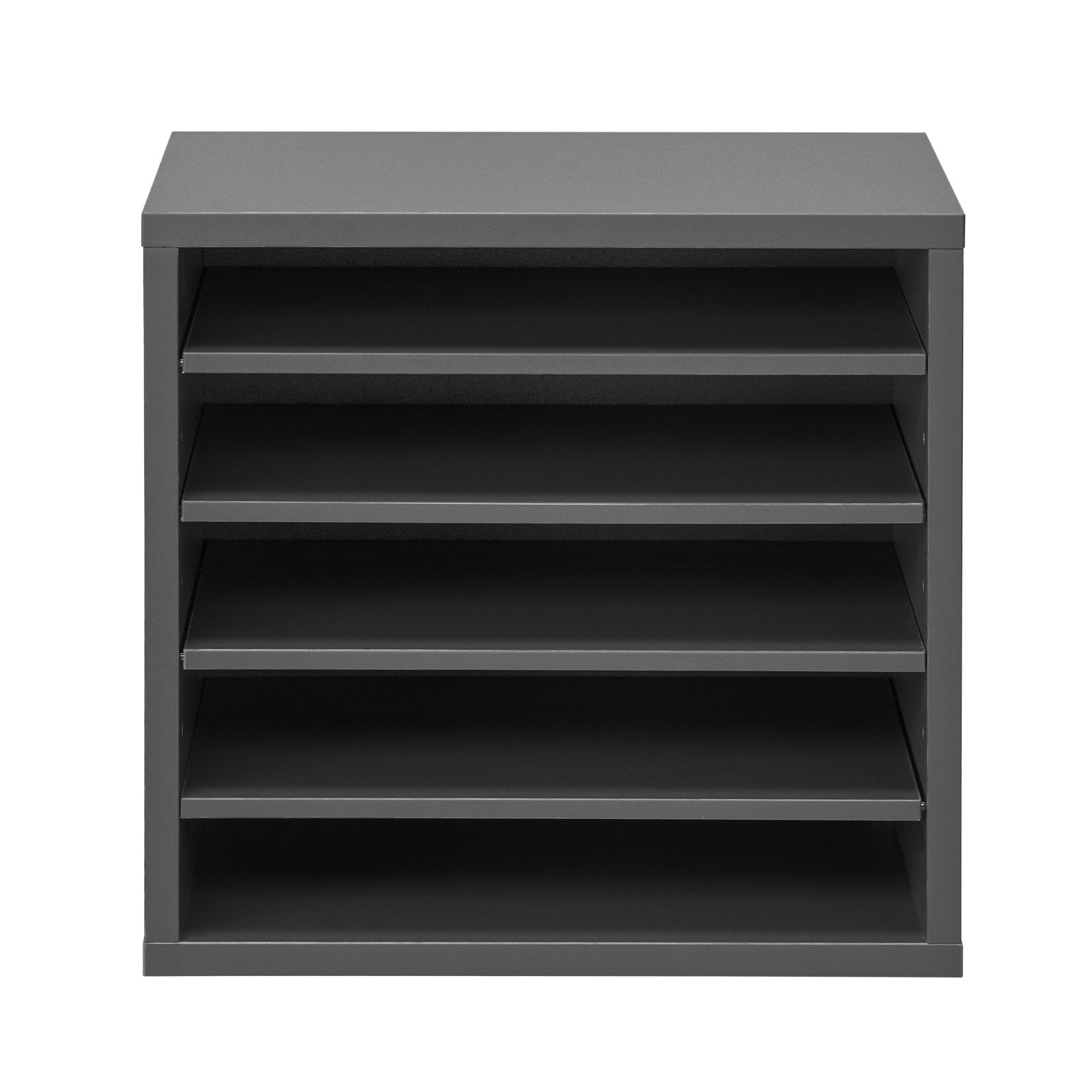 VEVOR Wooden Literature Organizer 5 Compartments with Adjustable Shelves Grey