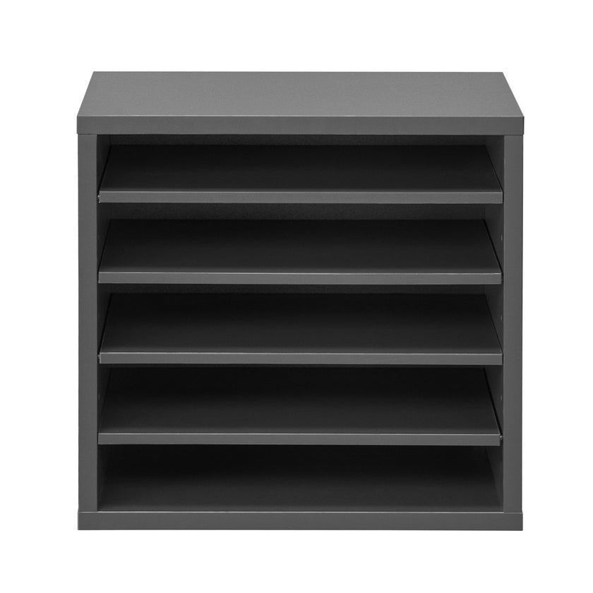 VEVOR Wooden Literature Organizer 5 Compartments with Adjustable Shelves Grey