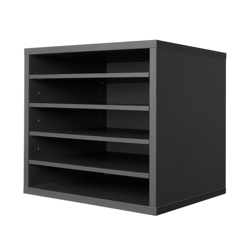 VEVOR Wooden Literature Organizer 5 Compartments with Adjustable Shelves Grey