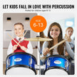 VEVOR Kids Drum Set, 5-Piece, 16 in Beginner Full Drum Set with Bass Toms Snare Floor Drum Adjustable Throne Cymbal Hi-Hat Pedal and Two Pairs of Drumsticks, Starter Drum Kit for Child Kids, Blue
