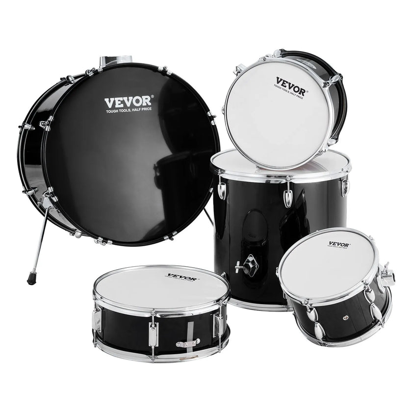 VEVOR Adult Drum Set, 5-Piece, 22 inches Complete Full Size Drum Kit with Bass Toms Snare Floor Drum Adjustable Throne Stands Cymbal Hi-Hat Pedal and Drumsticks, Beginner Drum Kit for Adults, Black