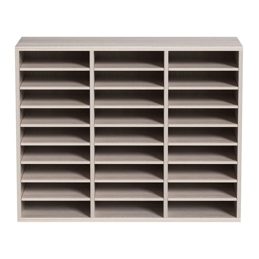 VEVOR Wood Literature Organizer File Sorter Paper Storage Holder 27 Slots Grey