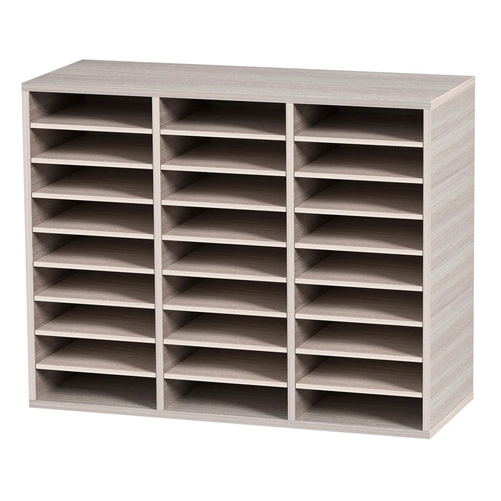 VEVOR Wood Literature Organizer File Sorter Paper Storage Holder 27 Slots Grey