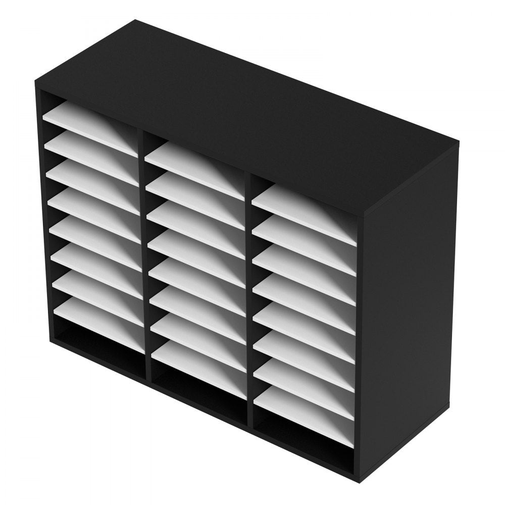 VEVOR Wood Literature Organizer File Sorter Paper Storage Holder 27 Slots Black