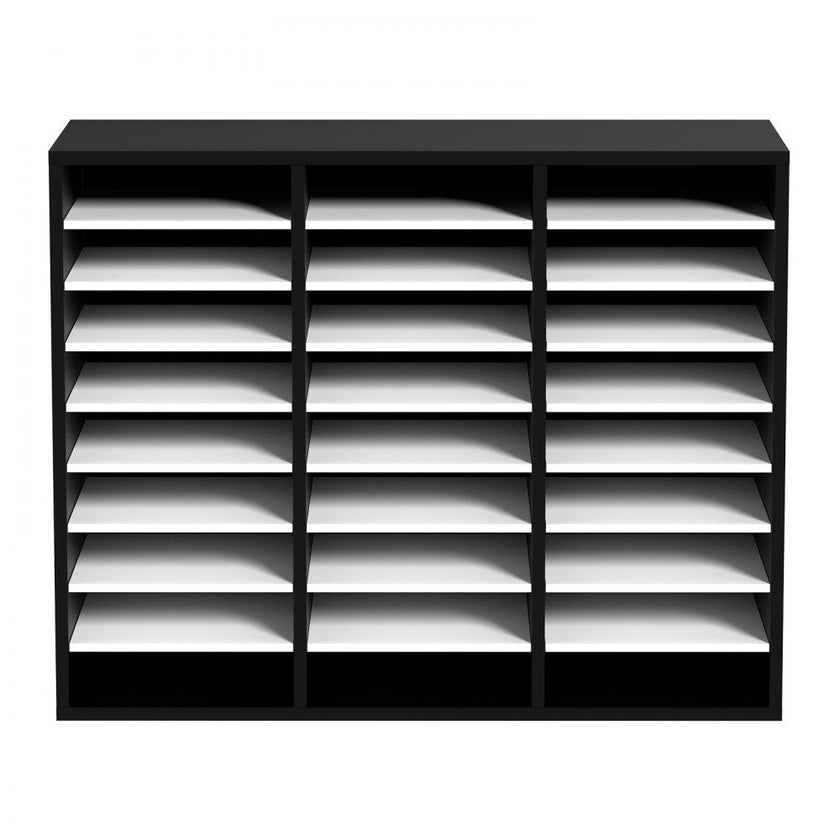 VEVOR Wood Literature Organizer File Sorter Paper Storage Holder 27 Slots Black