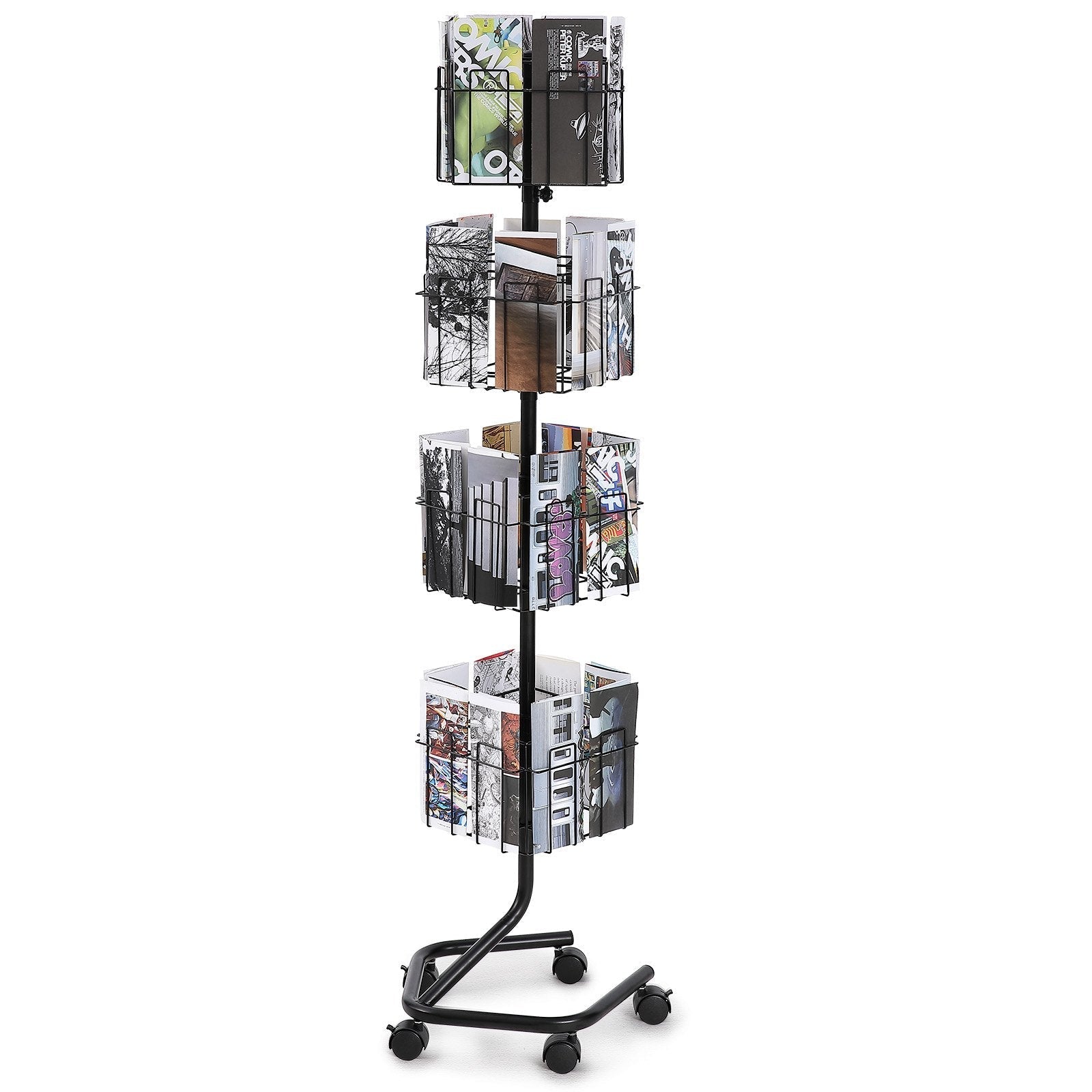 VEVOR Brochure Display Rack 32-Pocket Rotating Literature Display Stand 5 Wheels