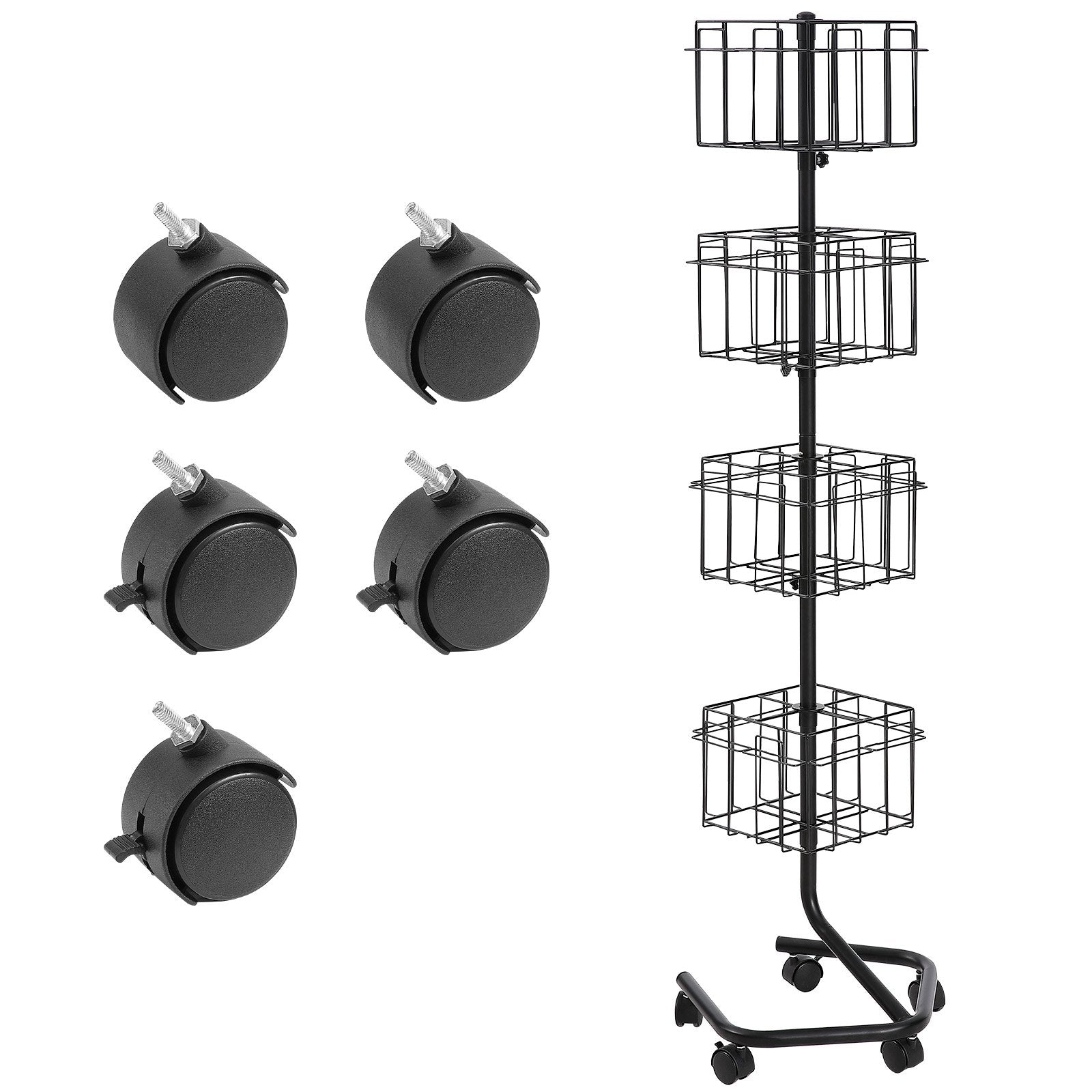 VEVOR Brochure Display Rack 32-Pocket Rotating Literature Display Stand 5 Wheels