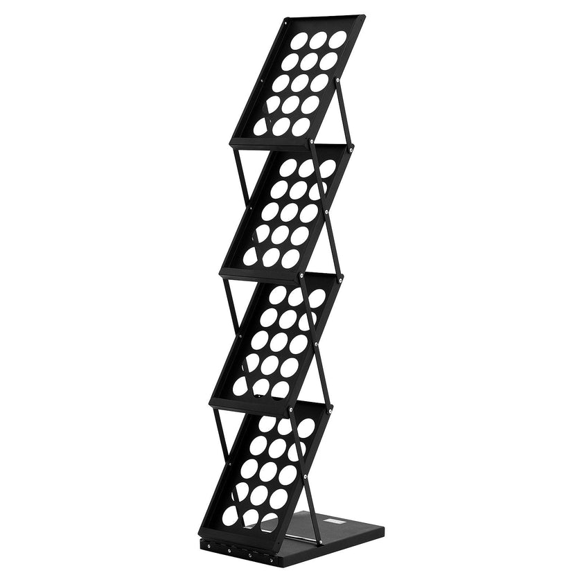 VEVOR Foldable Magazine Display Rack. 4-Tier Brochure Literature Display Stand, Portable Catalog Brochure Holder Stand with Carrying Bag for Office Trade Show Exhibitions, 4 Pockets