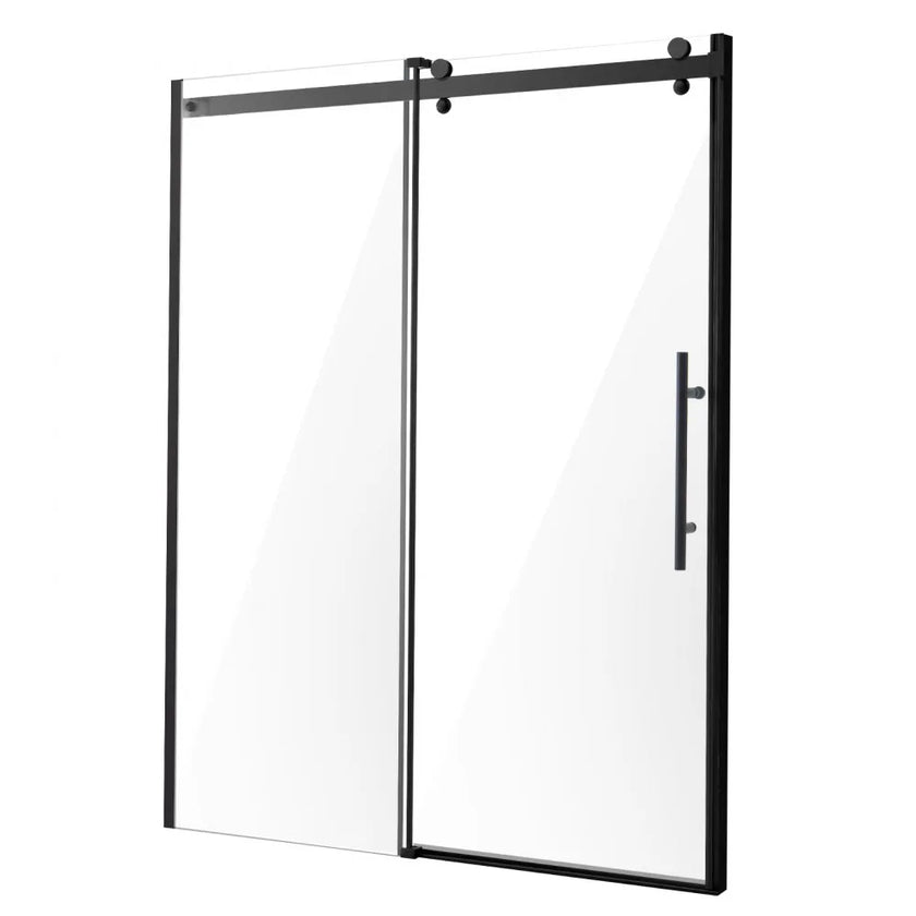 VEVOR Frameless Shower Door 58-59 x 75 in Tempered Glass 5/16 in Matte Black