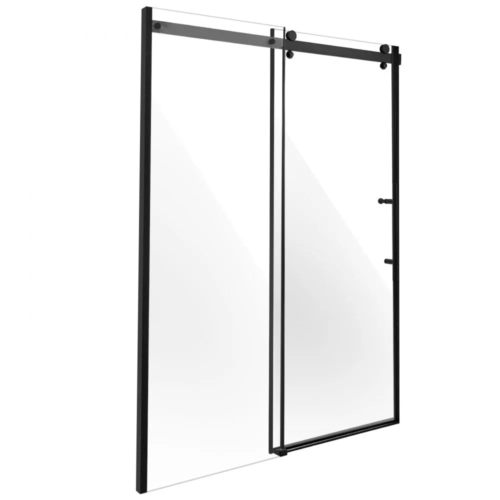 VEVOR Frameless Shower Door 58-59 x 75 in Tempered Glass 5/16 in Matte Black