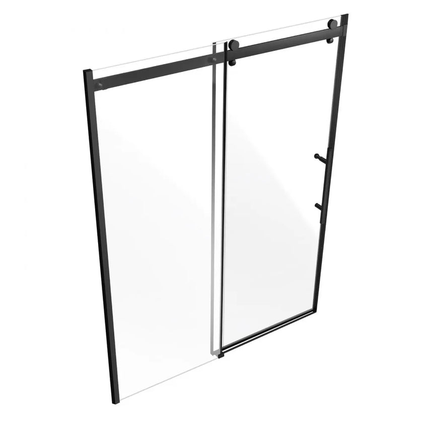 VEVOR Frameless Shower Door 58-59 x 75 in Tempered Glass 5/16 in Matte Black