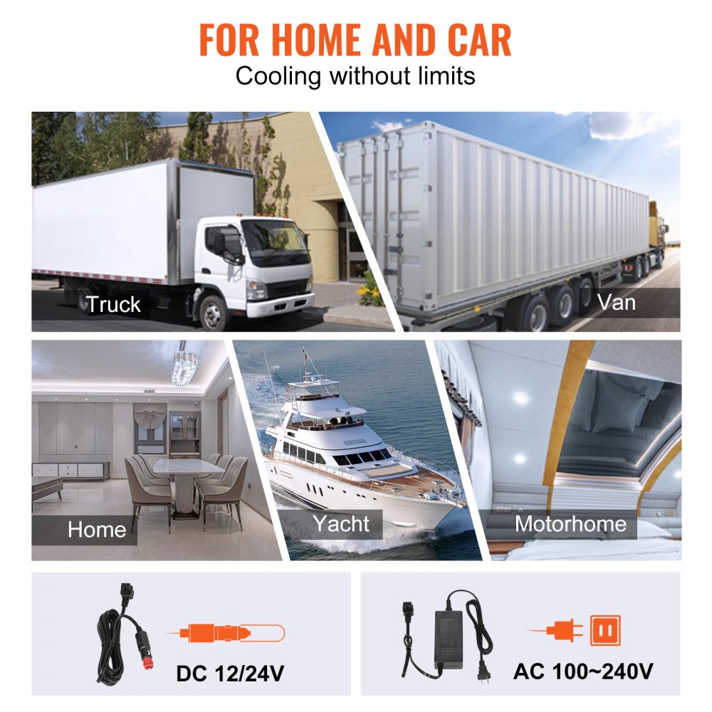 VEVOR Car Refrigerator, 12 Volt Car Refrigerator Fridge, 21 QT/20 L Single Zone Portable Freezer, -4?-50? Adjustable Range, 12/24V DC and 100-240V AC Compressor Cooler for Outdoor, Camping, Travel, RV