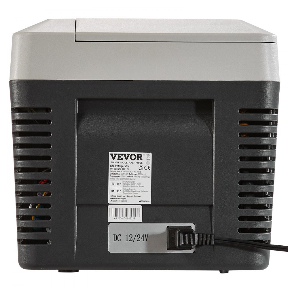 VEVOR Car Refrigerator, 12 Volt Car Refrigerator Fridge, 21 QT/20 L Single Zone Portable Freezer, -4?-50? Adjustable Range, 12/24V DC and 100-240V AC Compressor Cooler for Outdoor, Camping, Travel, RV
