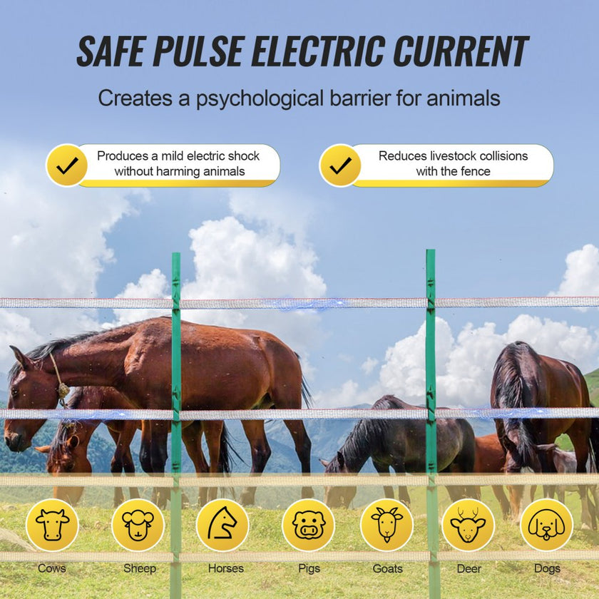 VEVOR 2625Ft 800M Electric Fence Wire Fencing Polywire Horse Cattle Livestock
