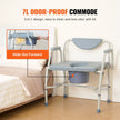 VEVOR Commode Chair, Bedside Commode with Drop-Down Arms and Detachable Backrest, 5-Level Adjustable Height, 7L Removable Bucket, Easy to Assemble, 1000LBS Capacity, Portable Toilet for Adults Seniors