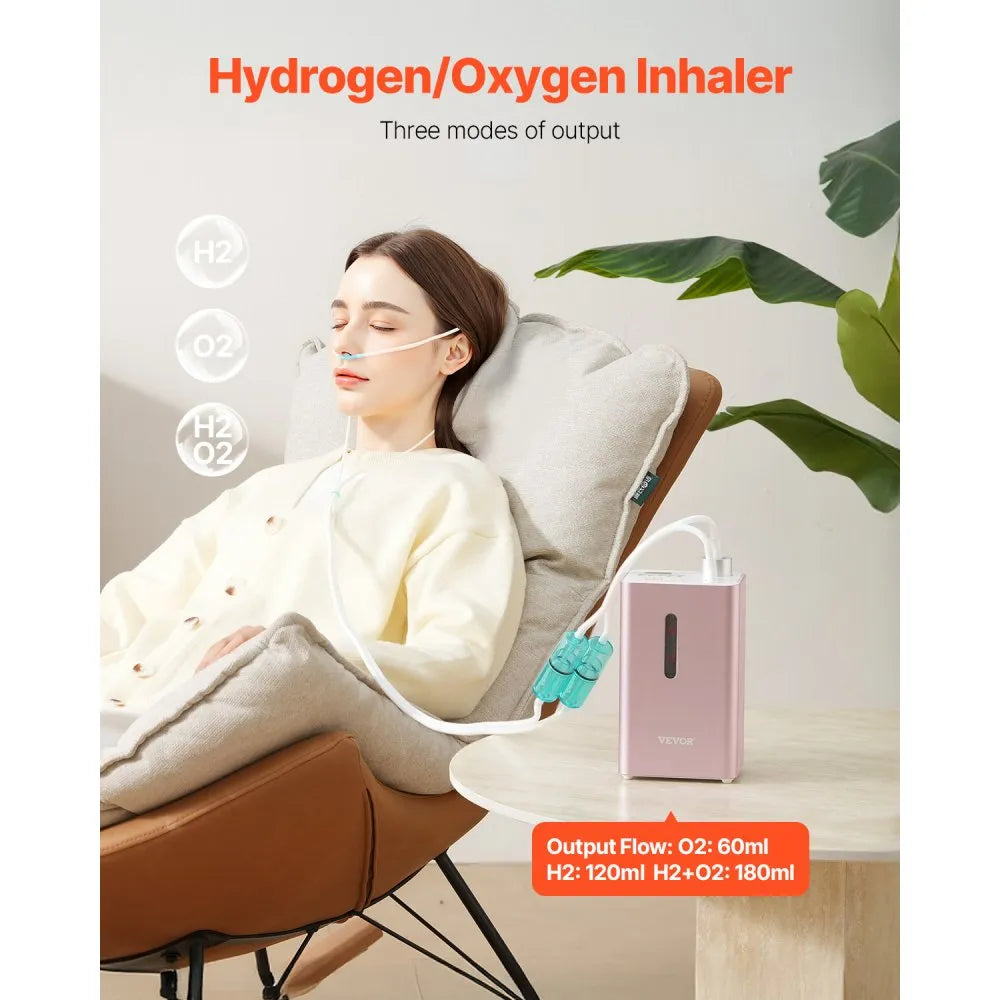 VEVOR Hydrogen Inhalation Machine 99.99% High Purity 180ml/min Portable Hydro