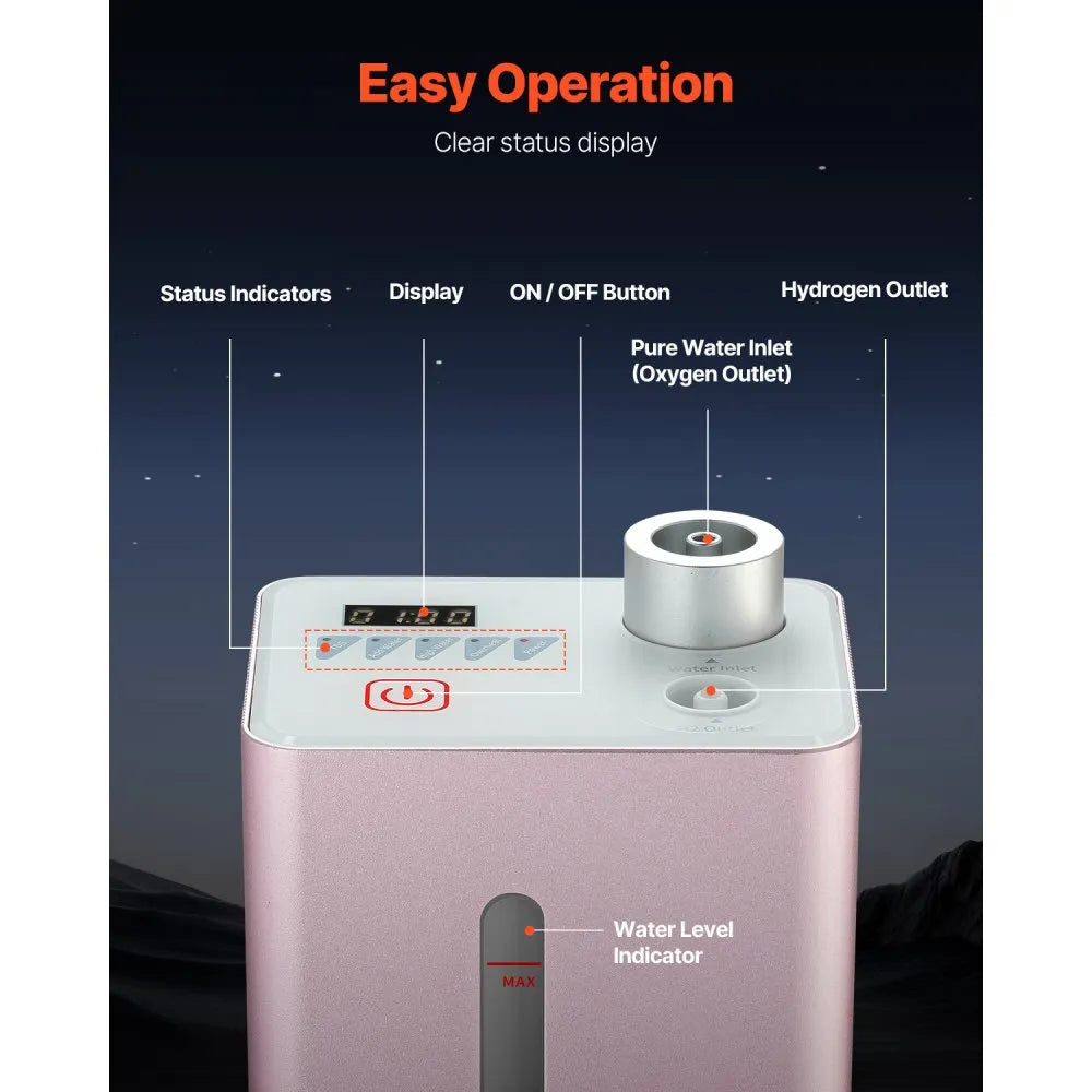VEVOR Hydrogen Inhalation Machine 99.99% High Purity 180ml/min Portable Hydro