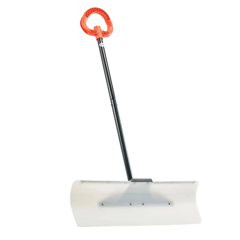 VEVOR Snow Pusher Shovel, 30 in Outdoor Snowplow Shovel with Ergonomic Grip, HDPE Plastic Blade, Winter Shovels with Segmented Handle, Metal Edged Strip, Portable Snow Removal Tool for Driveway Garden