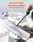 VEVOR Snow Pusher Shovel, 36 in Outdoor Snowplow Shovel with Ergonomic Grip, HDPE Plastic Blade, Winter Shovels with Segmented Handle, Metal Edged Strip, Portable Snow Removal Tool for Driveway Garden