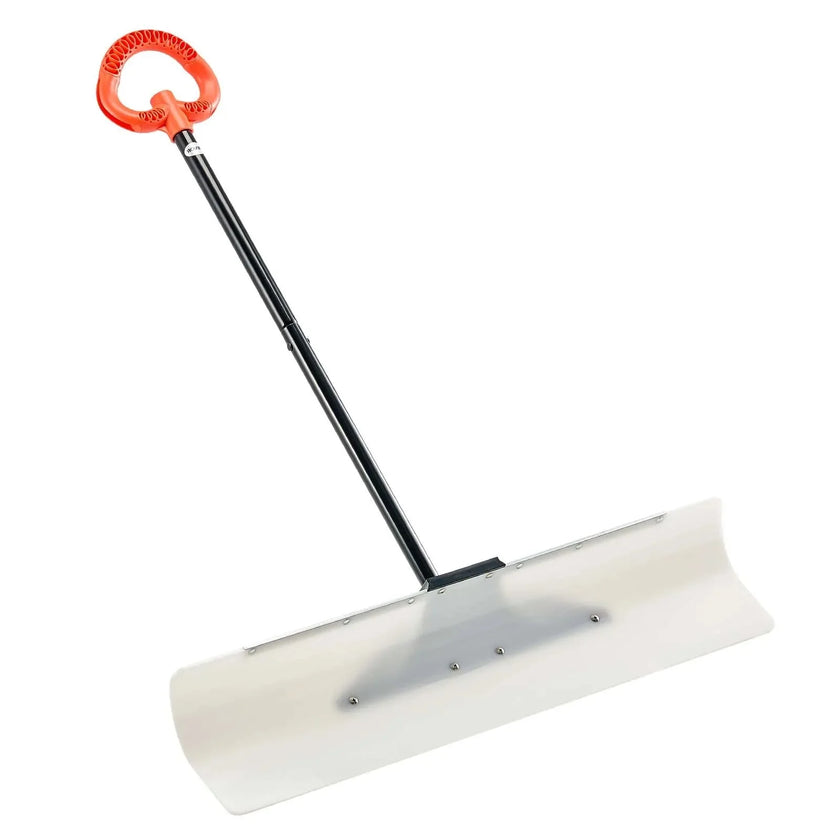 VEVOR Snow Pusher Shovel, 36 in Outdoor Snowplow Shovel with Ergonomic Grip, HDPE Plastic Blade, Winter Shovels with Segmented Handle, Metal Edged Strip, Portable Snow Removal Tool for Driveway Garden