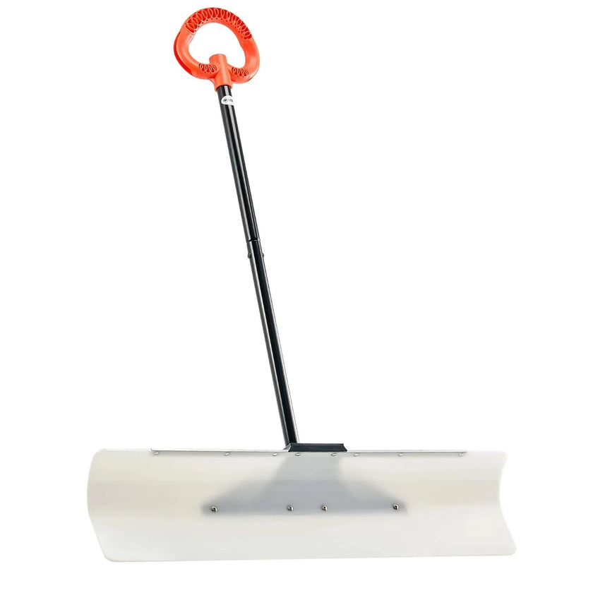 VEVOR Snow Pusher Shovel, 36 in Outdoor Snowplow Shovel with Ergonomic Grip, HDPE Plastic Blade, Winter Shovels with Segmented Handle, Metal Edged Strip, Portable Snow Removal Tool for Driveway Garden