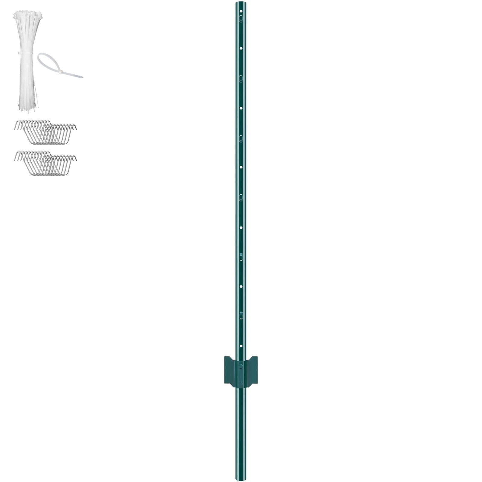 VEVOR 4 Feet Fence Post 10 Pack T-Post Heavy Duty Metal Fence Posts Green