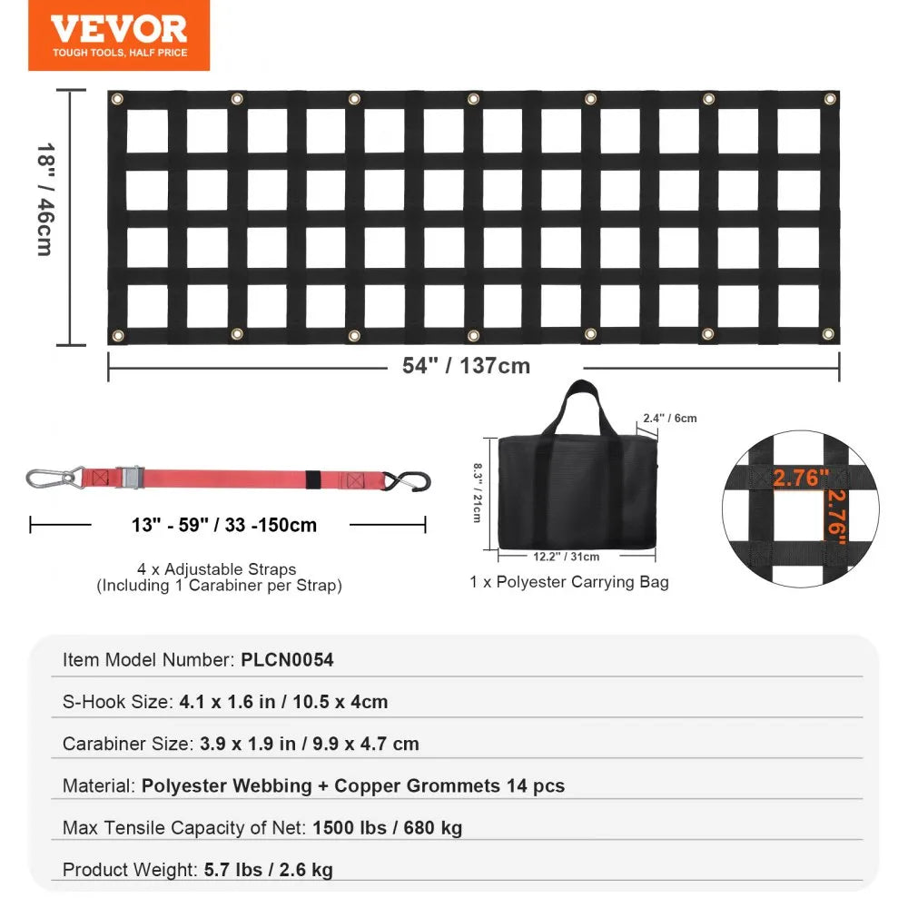 VEVOR Tailgate Net Pickup Truck Tailgate Net 54