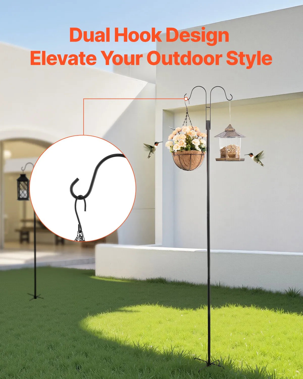 VEVOR Double Shepherds Hook 8 Pack 108 Inch Heavy Duty Bird Feeder Pole