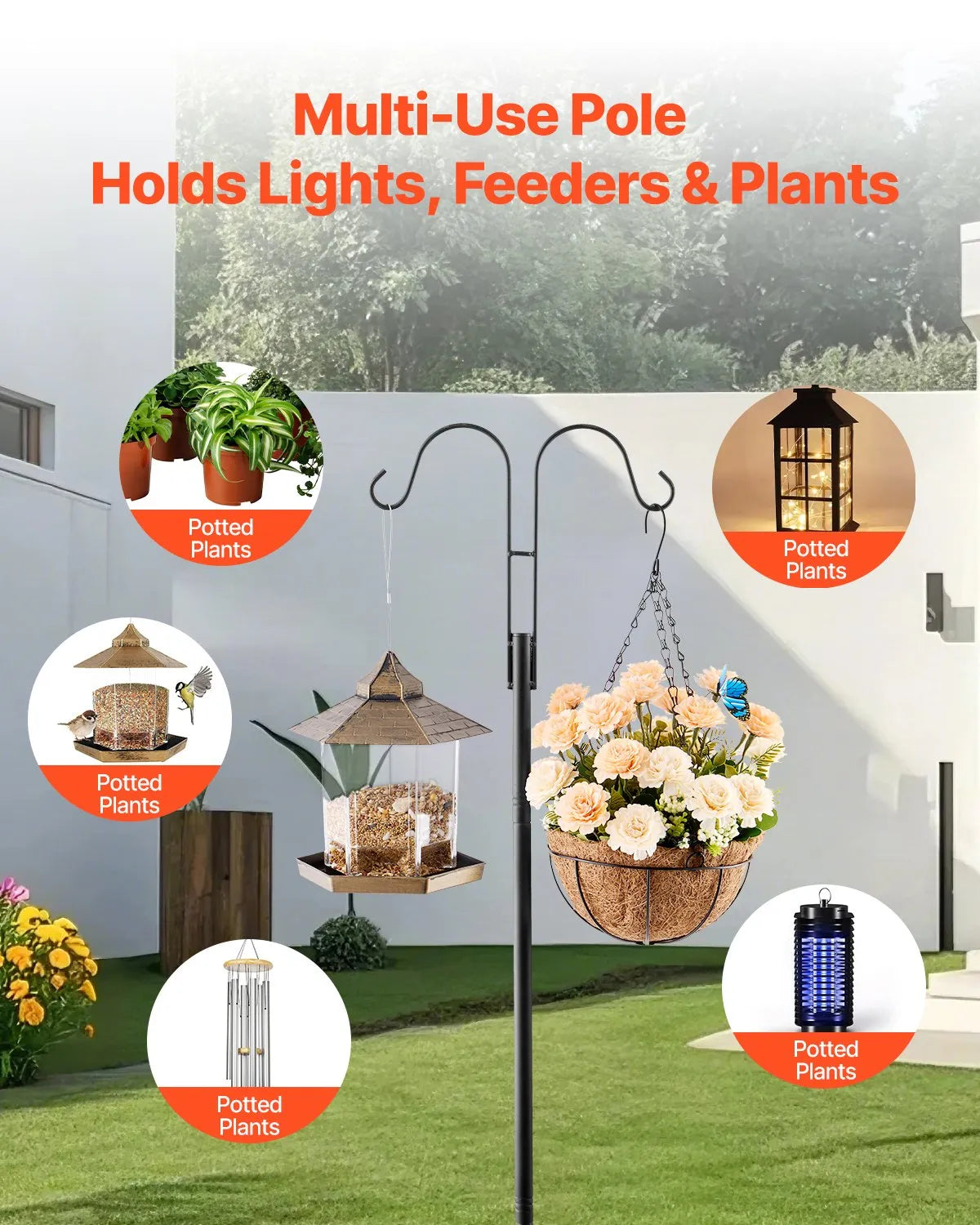 VEVOR Double Shepherds Hook 8 Pack 108 Inch Heavy Duty Bird Feeder Pole