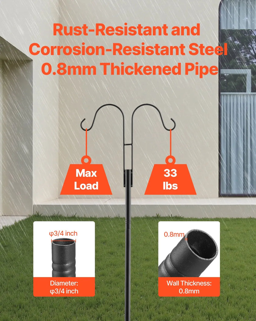 VEVOR Double Shepherds Hook 8 Pack 60 Inch Heavy Duty Bird Feeder Pole